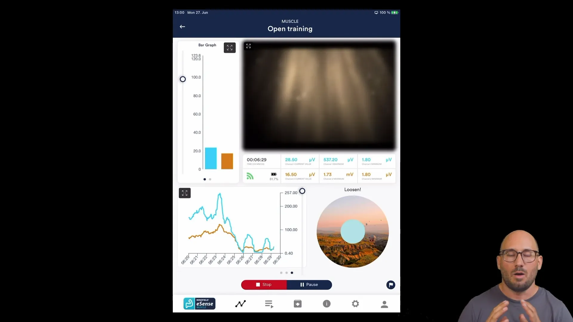 eSense Muscle App on Android Tablet