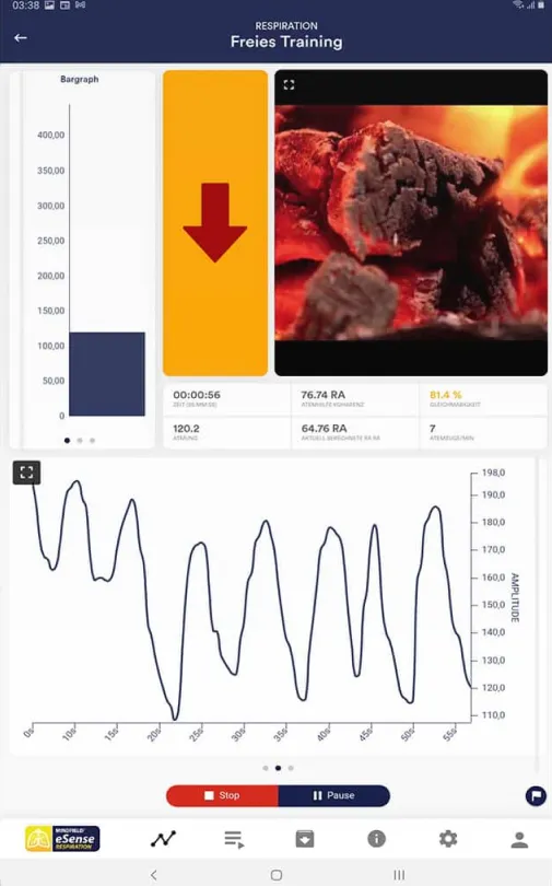 eSense Respiration App on Android Tablet