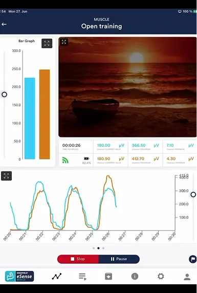 eSense Muscle App - Open Training with EMG biofeedback