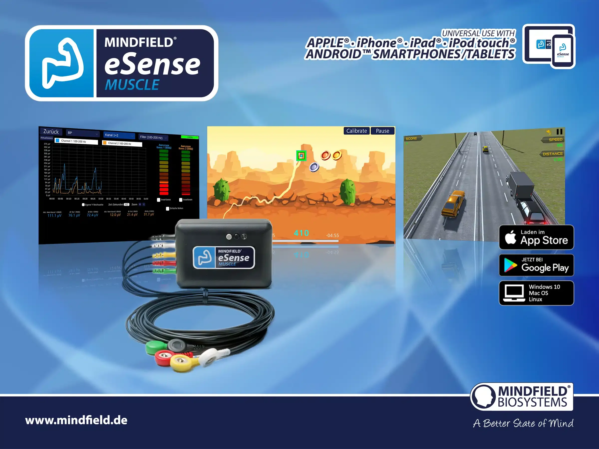 eSense Muscle EMG biofeedback system with electrodes