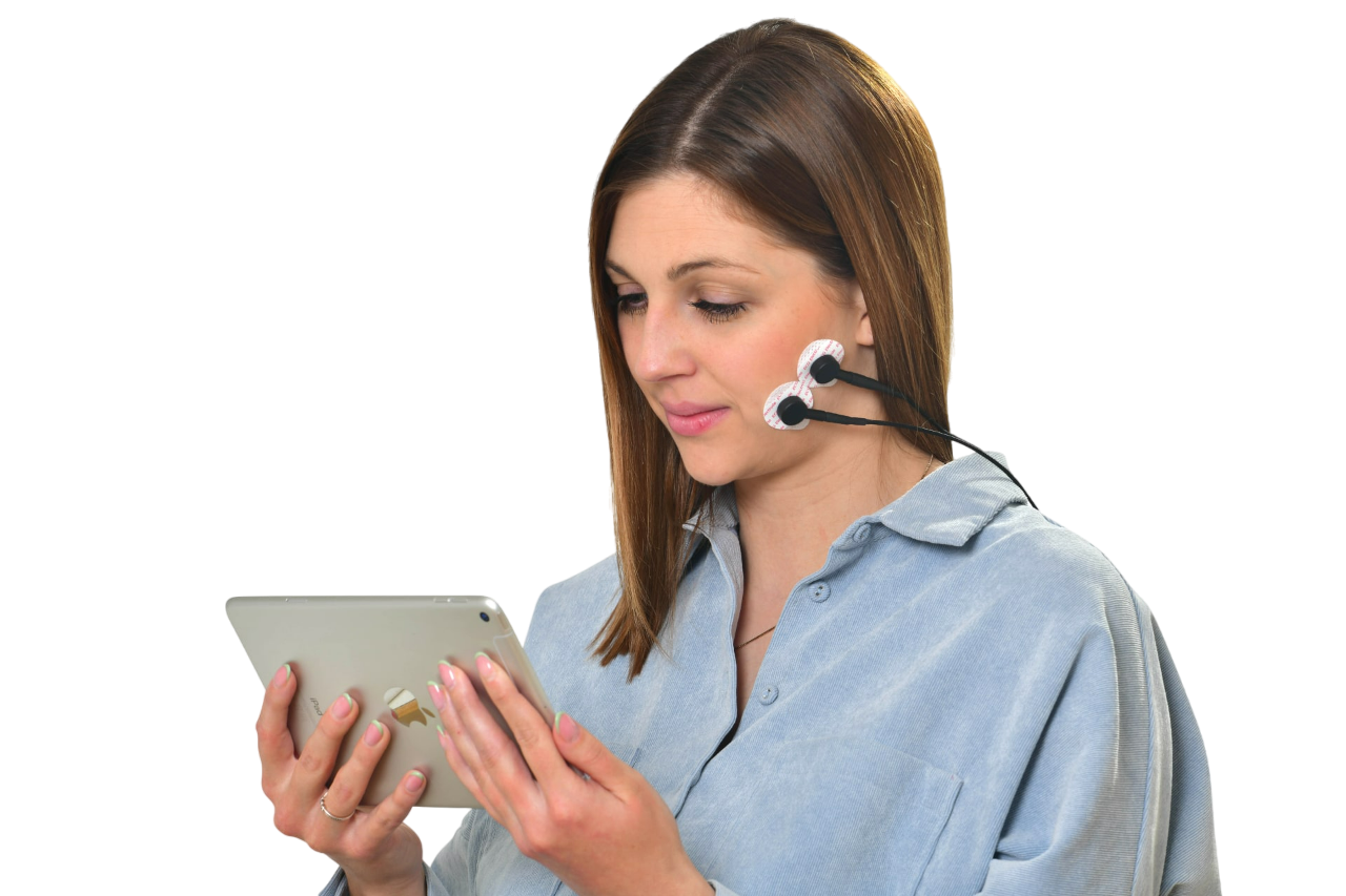 EMG biofeedback training session with electrodes