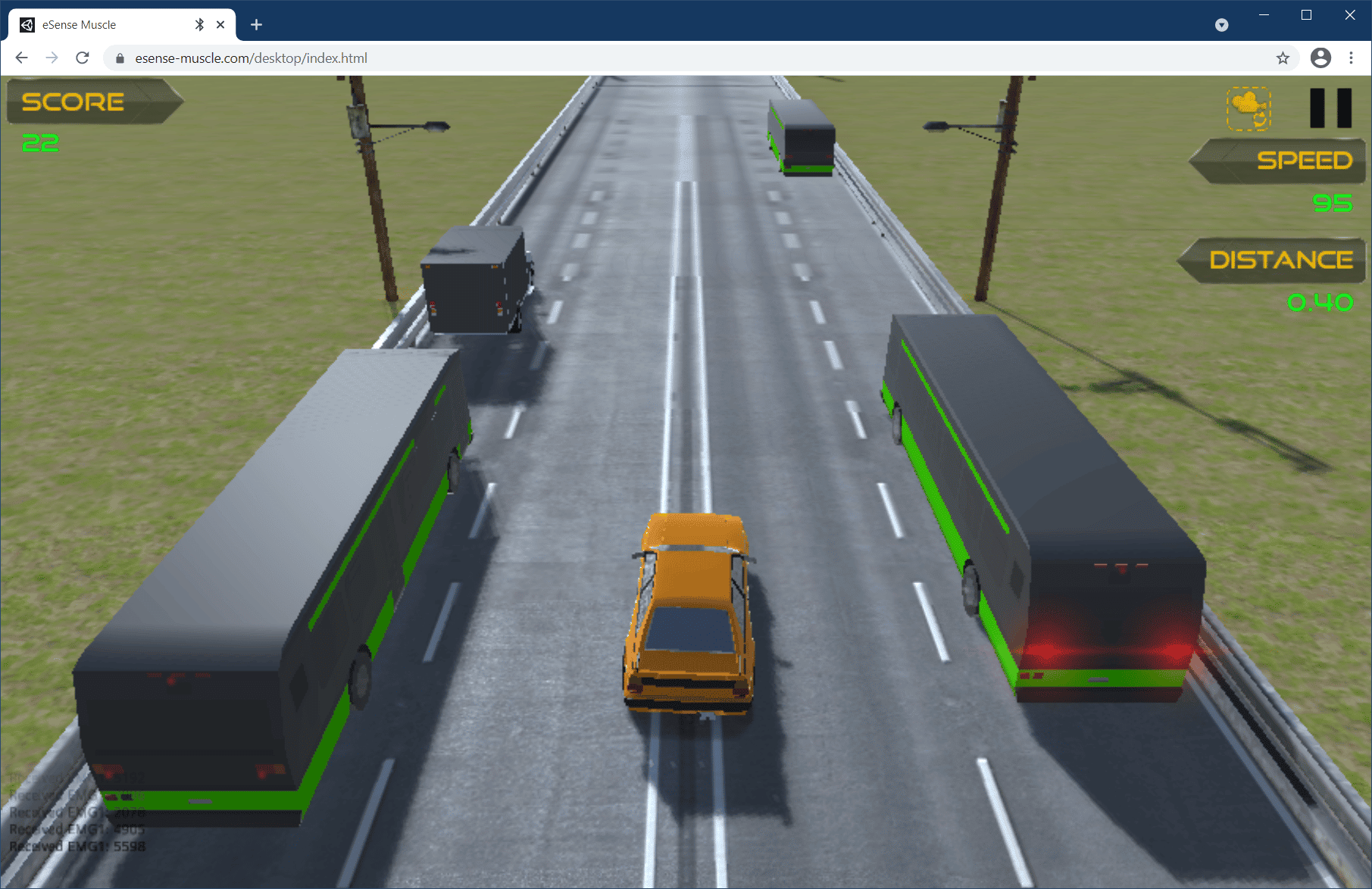 eSense Muscle Web App - Oscilloscope View