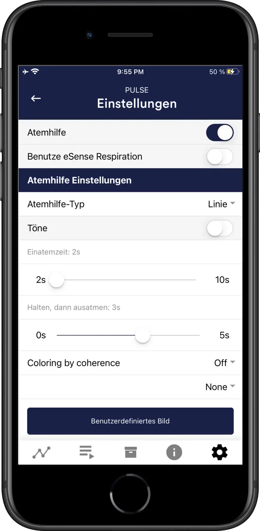 eSense App Einstellungen