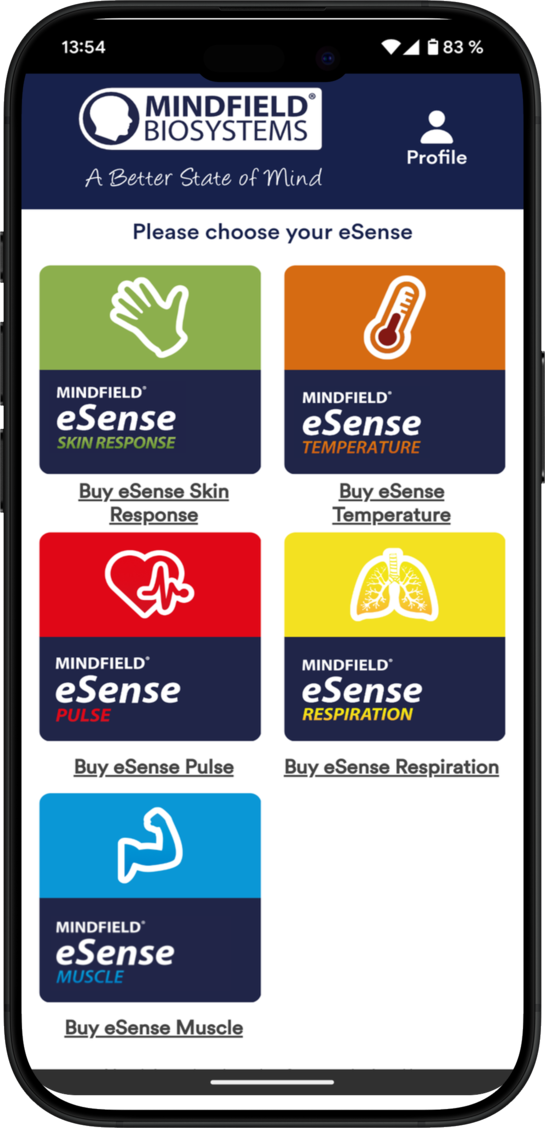 eSense App Main Screen